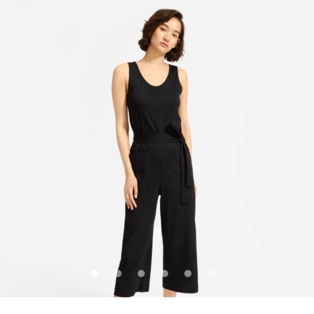 Everlane Black Sleeveless Jumpsuit with Waist Tie